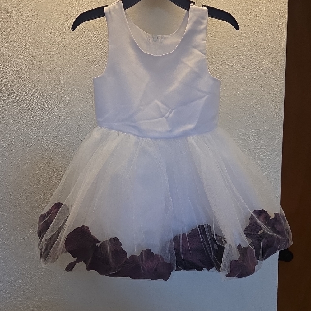 Elegant White and Purple Kids Costume Dress